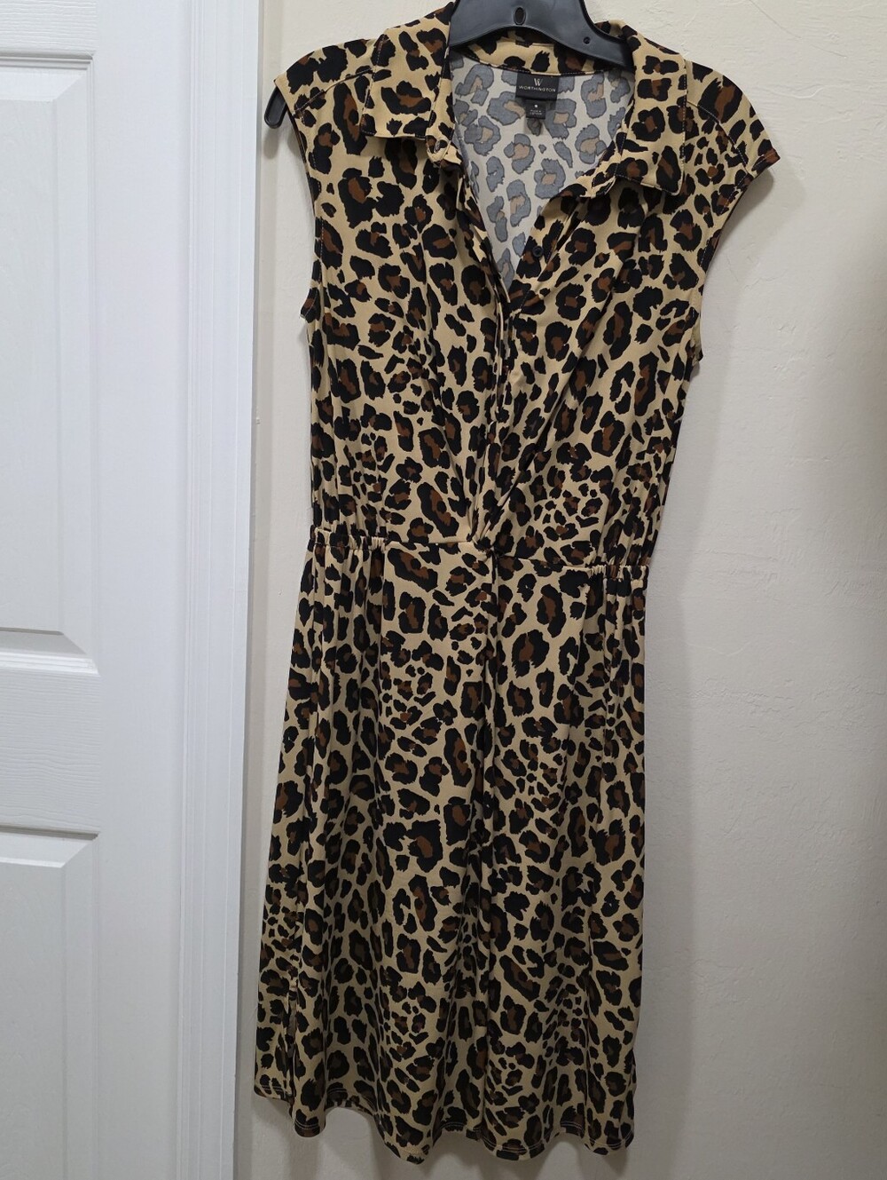 Worthington Leopard Print Dress - Tan/Black/Brown